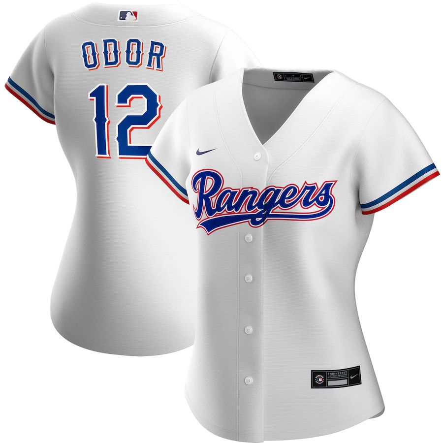 Womens Texas Rangers 12 Rougned Odor Nike White Home Replica Player MLB Jerseys